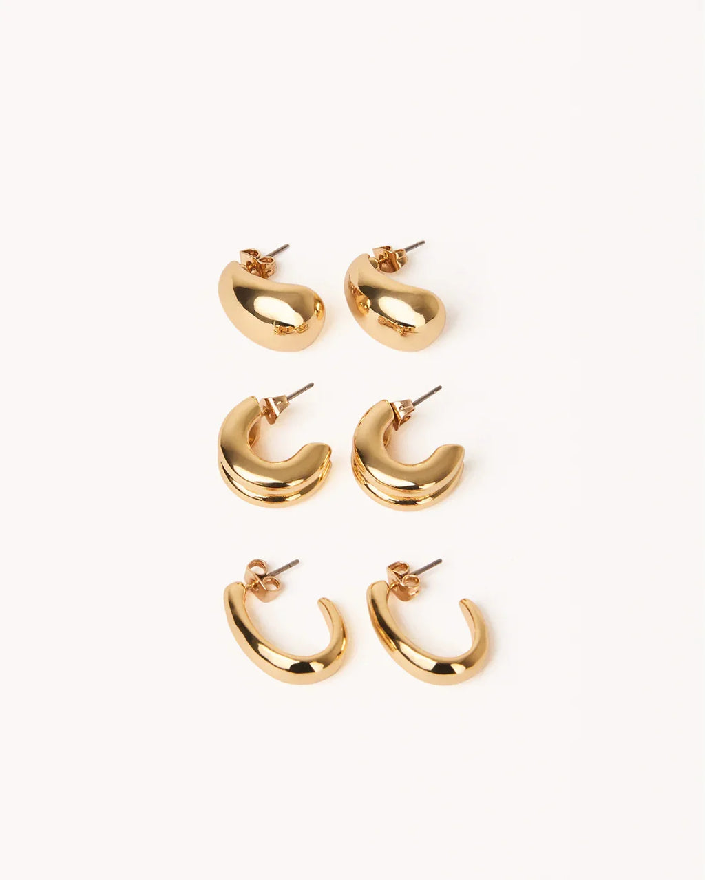 ZALI 3 PACK EARRINGS - GOLD PLATED 18K