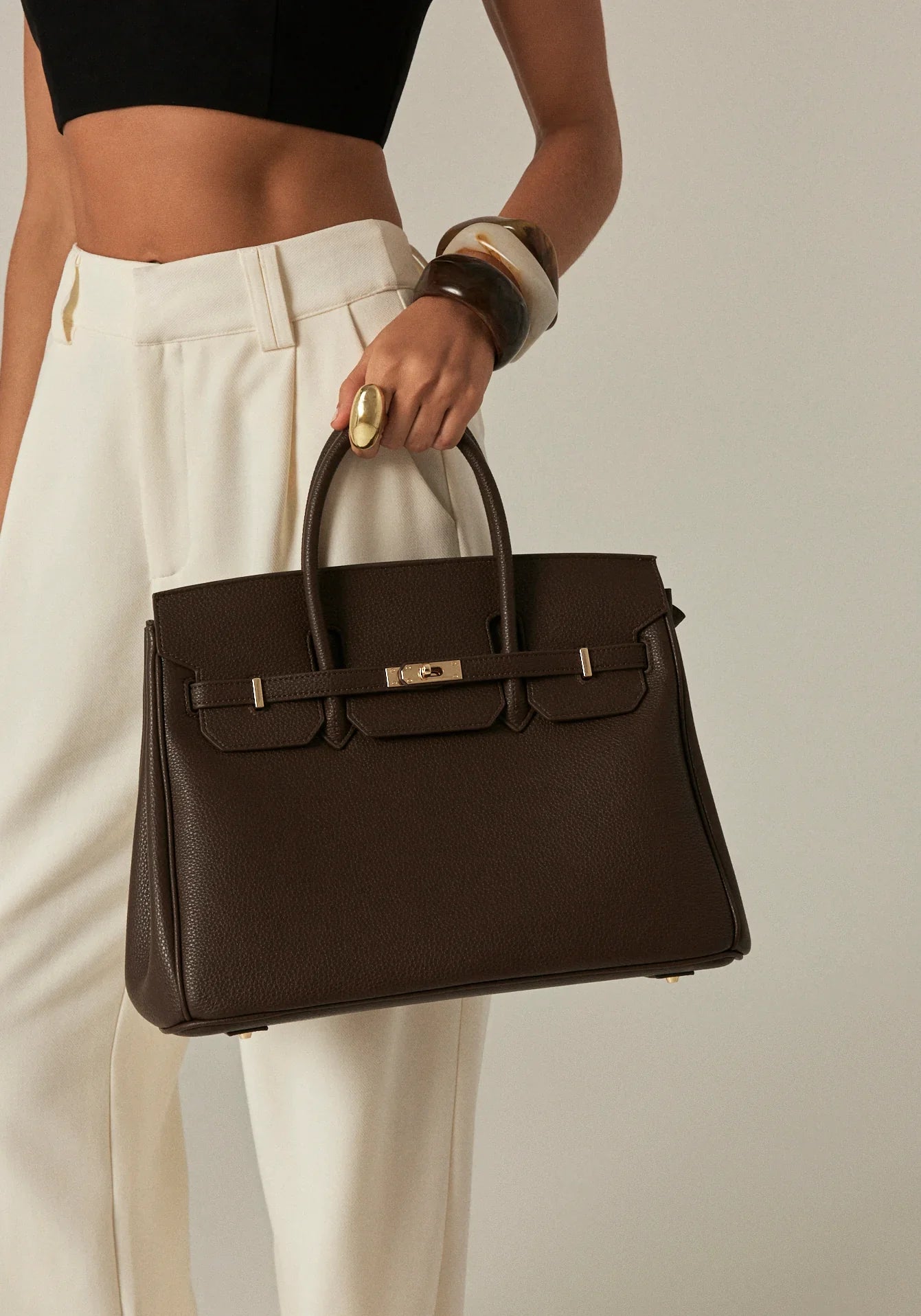 HAMPTON LARGE BAG - CHOCOLATE PEBBLE