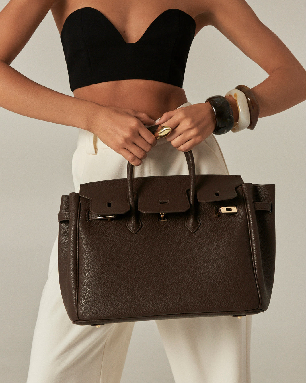HAMPTON LARGE BAG - CHOCOLATE PEBBLE