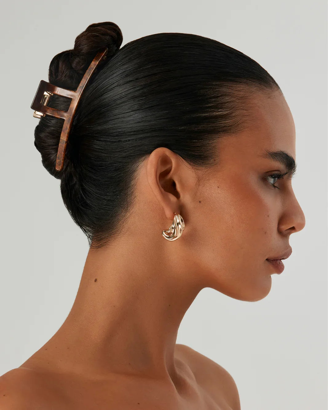 RESIN METAL CLAW CLIP - GOLD-CHOCOLATE TORT