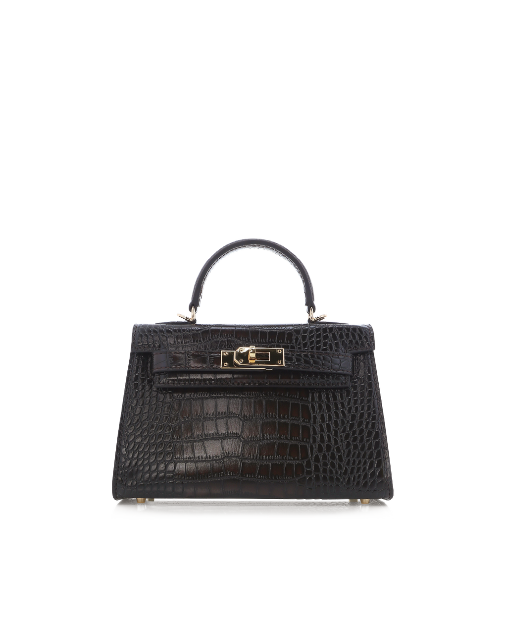 HARIETTE HANDLE BAG - DARK CACAO CROC