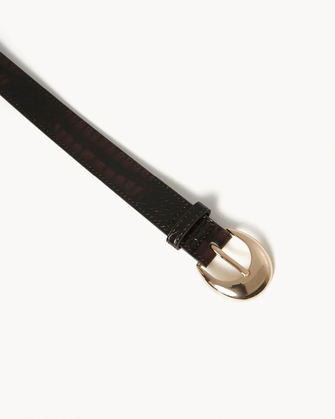 GWYNETH BELT - DARK CACAO CROC-GOLD