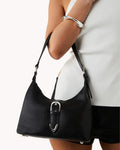 LYRA SHOULDER BAG - BLACK TUMBLE-SILVER