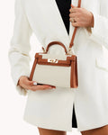 HARIETTE HANDLE BAG - NATURAL LINEN-TAN