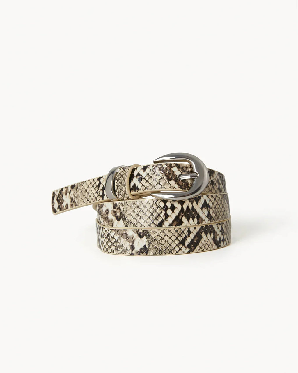 BELLA BELT - CREAM SNAKE-SILVER