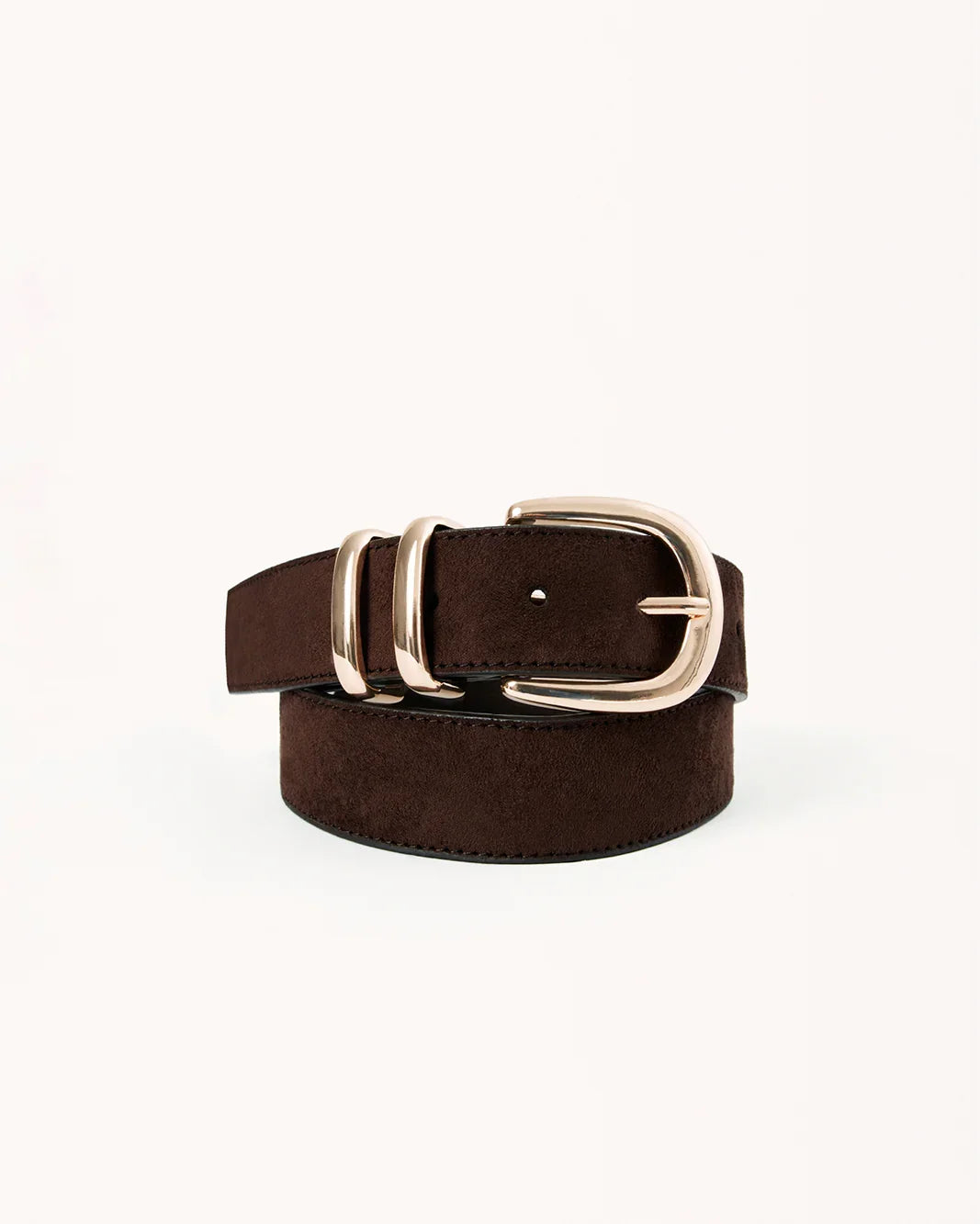 AMANI BELT - DARK CACAO SUEDE-GOLD