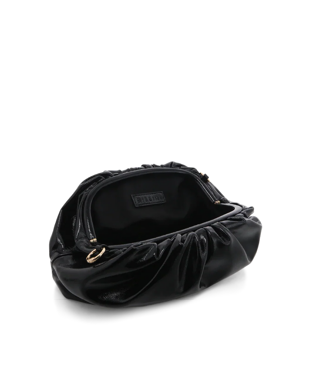 KYLA CLUTCH BAG - BLACK CRINKLE PATENT