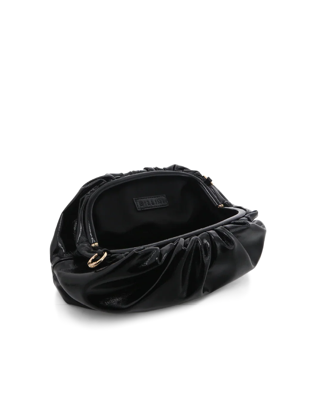 KYLA CLUTCH BAG - BLACK CRINKLE PATENT