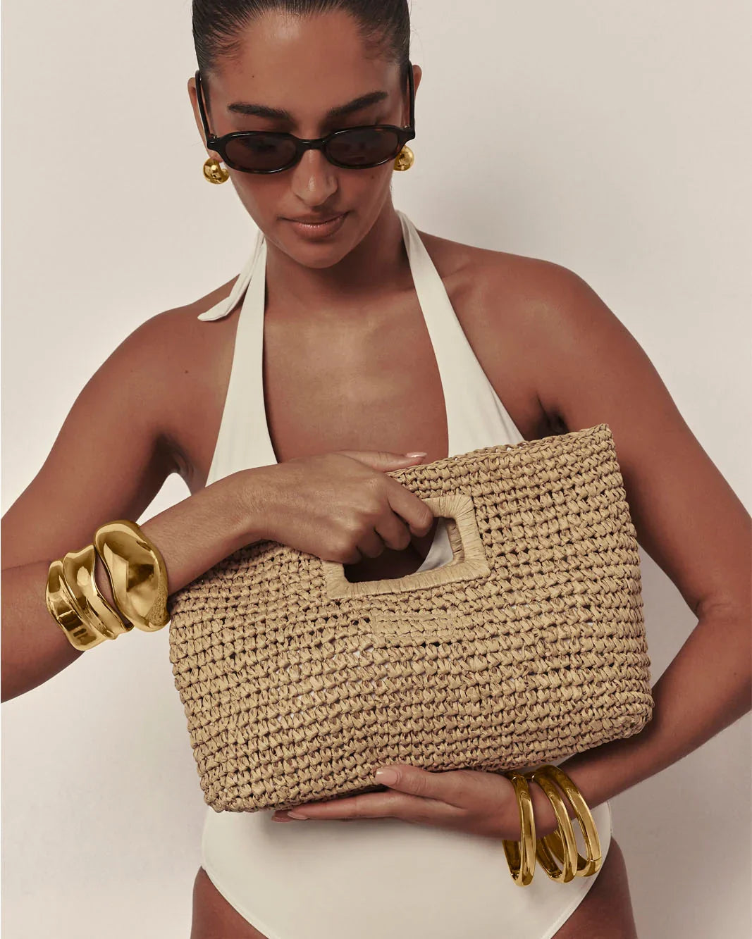 LEAH HANDLE BAG - NATURAL RAFFIA