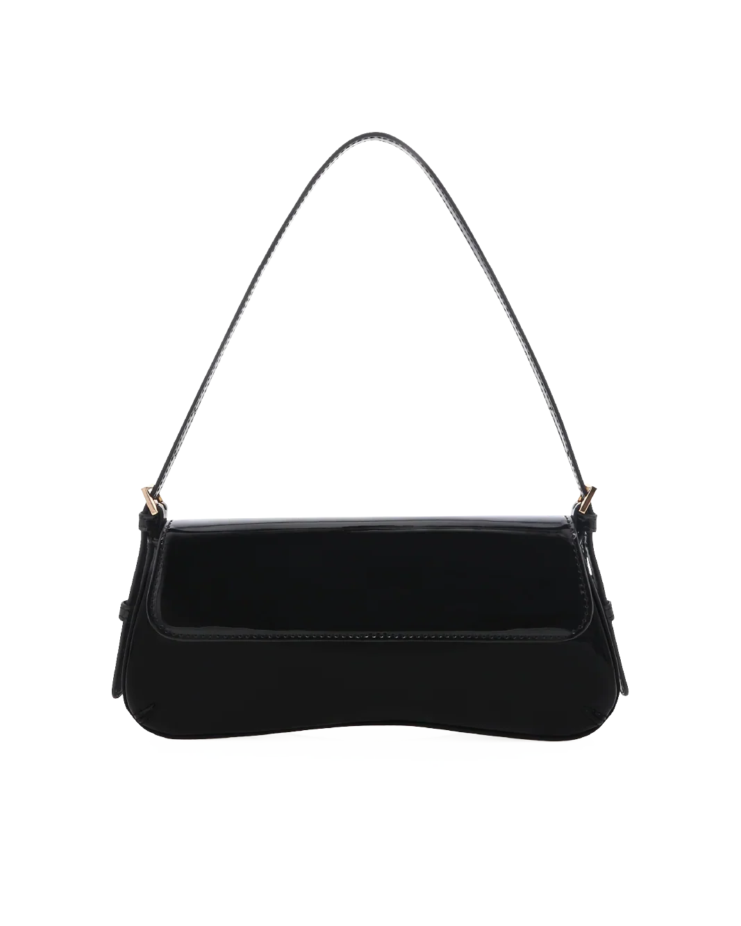 SABELLA SHOULDER BAG - BLACK PATENT-GOLD