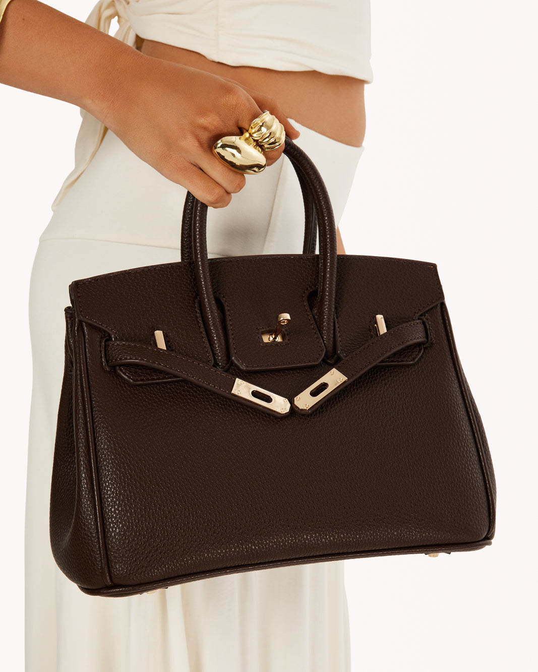 HAMPTON HANDLE BAG - CHOCOLATE PEBBLE