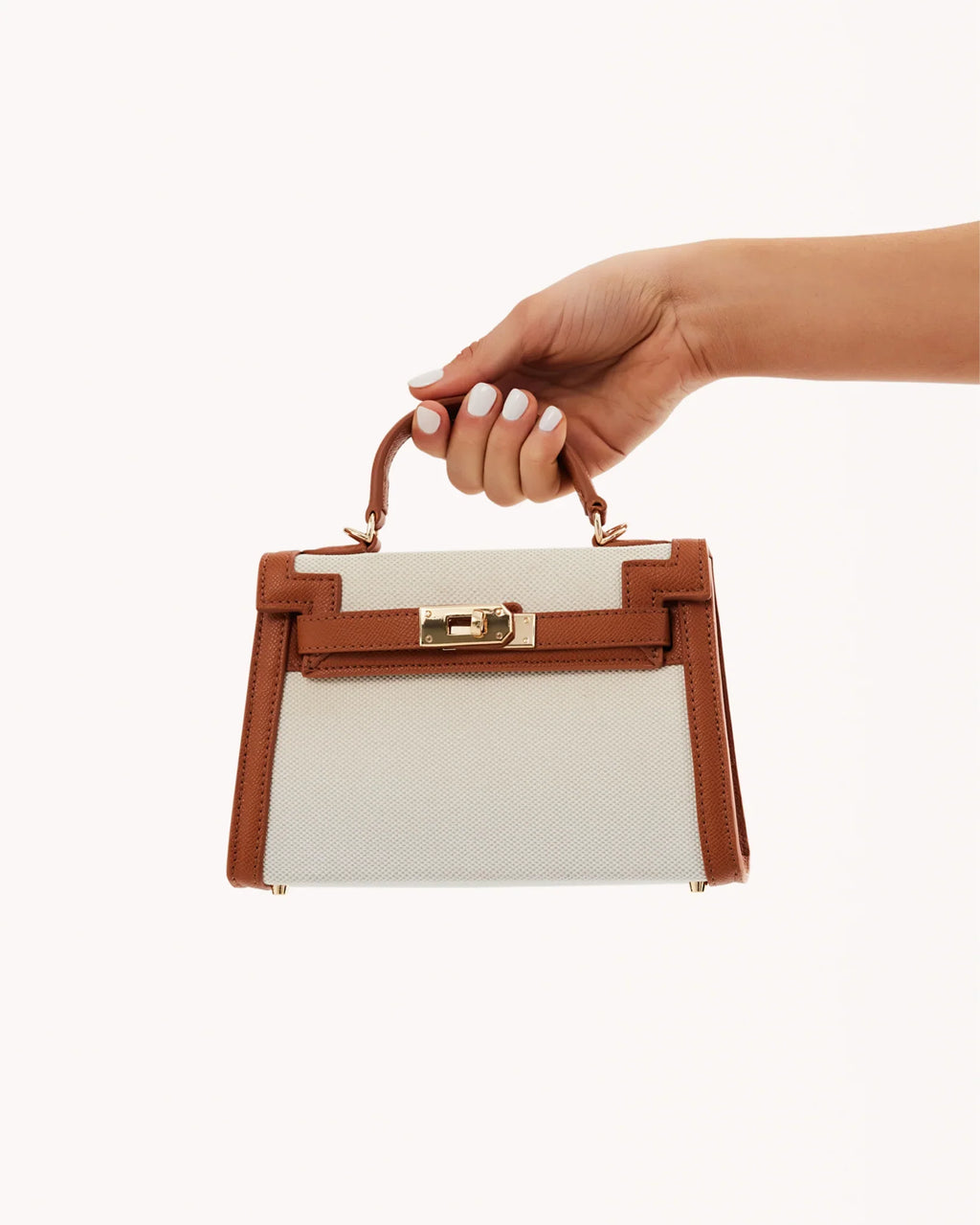 HARIETTE HANDLE BAG - NATURAL LINEN-TAN
